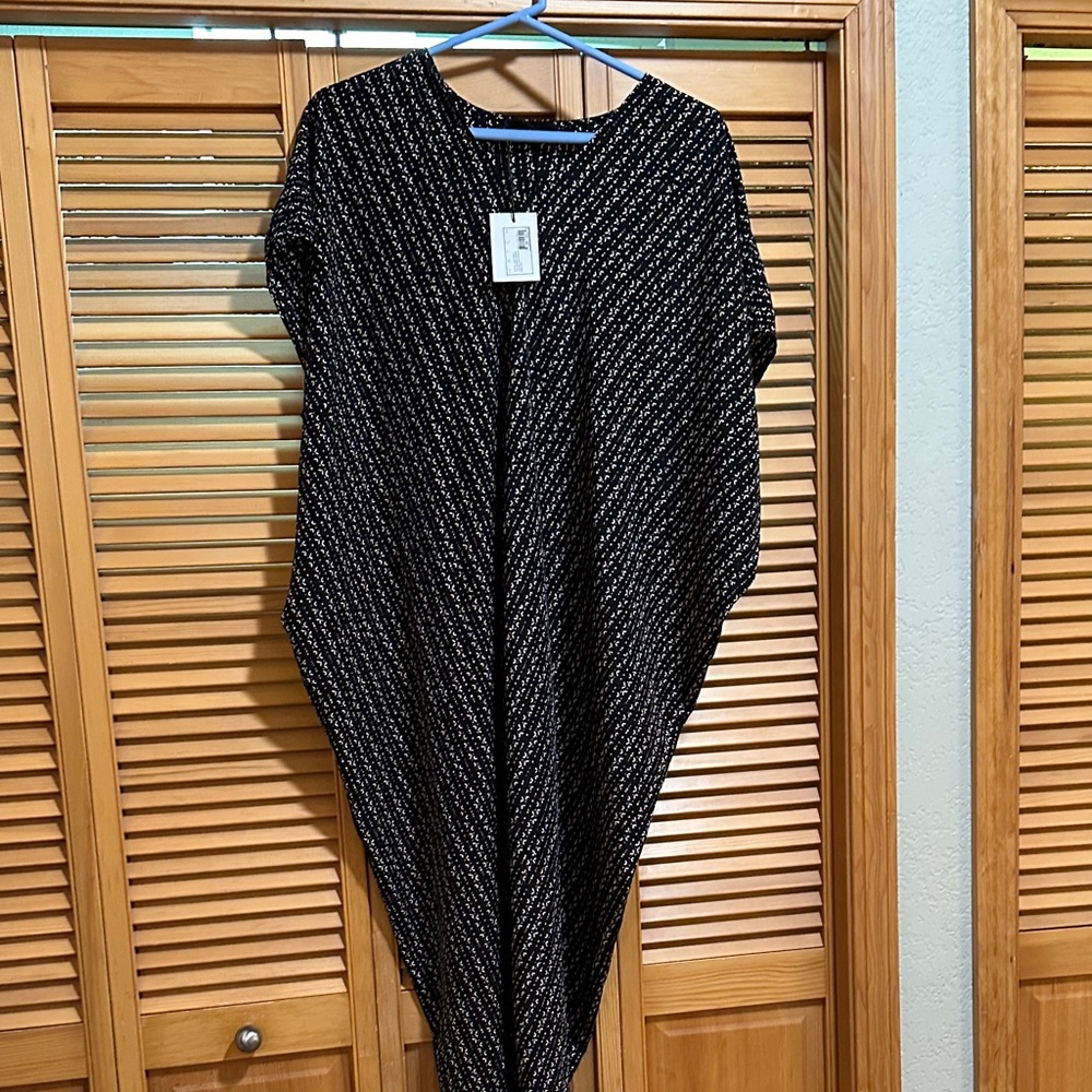 Hatch Black and Khaki Patterned Dress